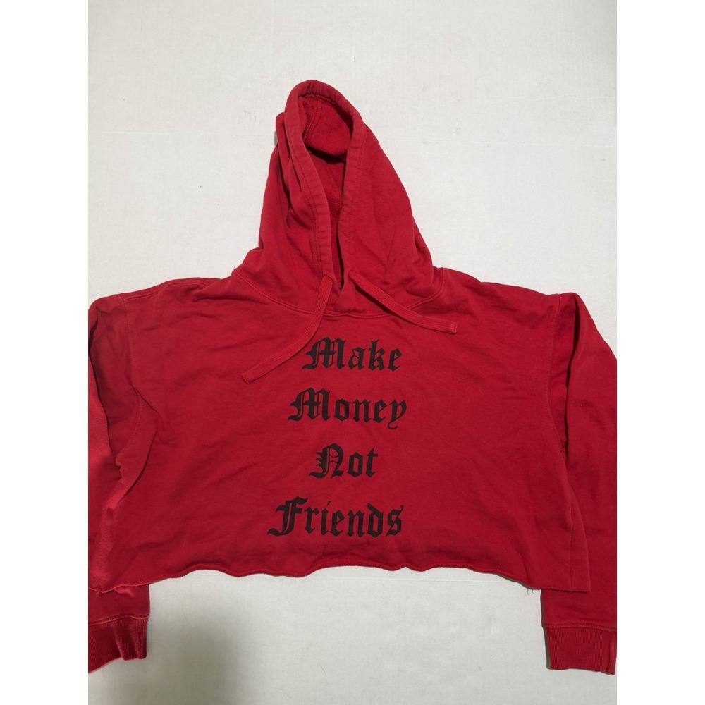 No Boys Allowed 'Make Money' Red Cropped Pullover Sweatshirt, Women's 1X‎